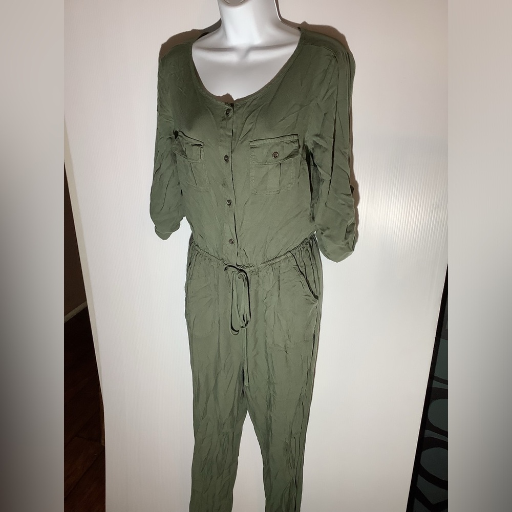 Womens Army green jumpsuit made by iris size large